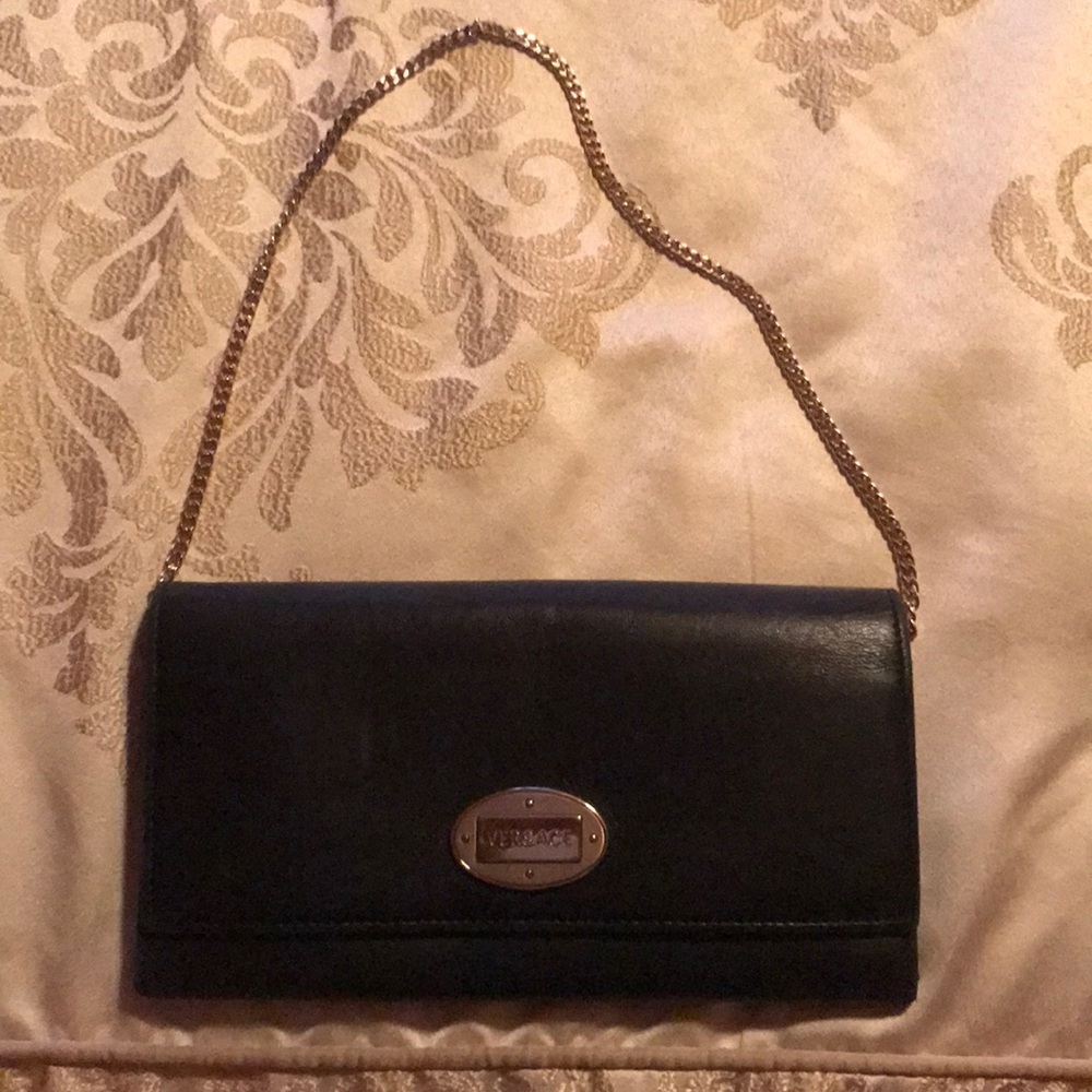 Authentic Versace clutch w/ gold chain strap
